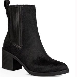 UGG black calf hair heeled booties